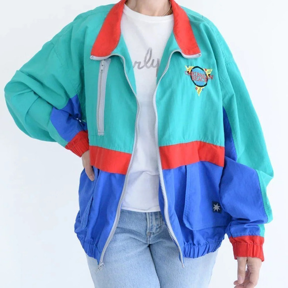 Vintage Starbust Disney Caribbean Beach Resort Primary Colours Windbreaker XL - Picture 1 of 14
